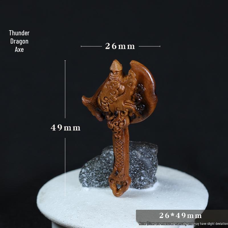Thunderstruck Dragon Axe Wood Carving: Housewarming Ornament & Blessing Gift