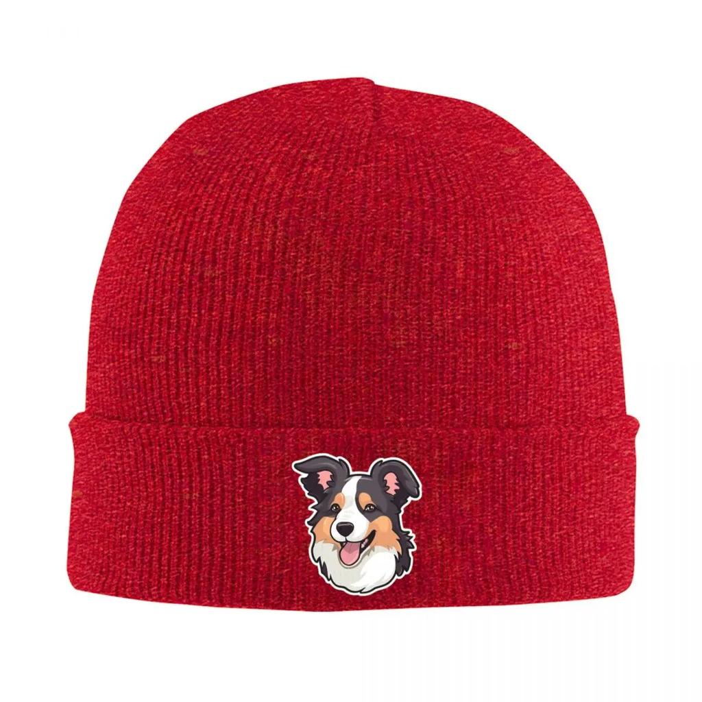 Süße flauschige Border Collie Schäferhund Warme Strickmütze Winter Strickmütze Mützen Beanies Hip Hop Caps für Unisex