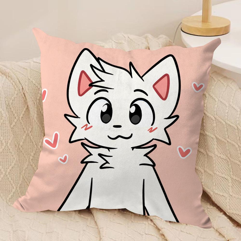 Anime Boykisser Silly Cat Cushion Cover Silky Short Plush DoubleSided Printed Pillow Case for Sofa All Seasons Home Decor Gift