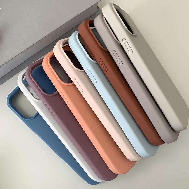 Dark Purple Liquid Silicone Phone Case for iPhone 15 Pro Max 14 13 12 11 Pro Max XR XS X 15ProMax Full Protective Cover