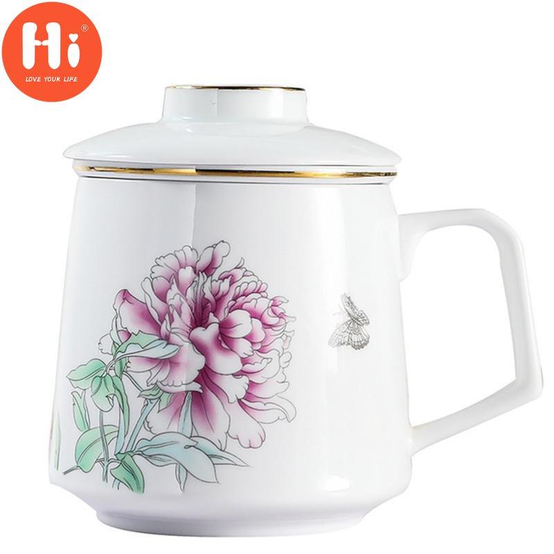 Keramický oddělovací šálek na čaj Porcelánové ručně malované šálky s filtrem Kreativní barevná glazura Kancelářský hrnek na vodu Nádobí na pití