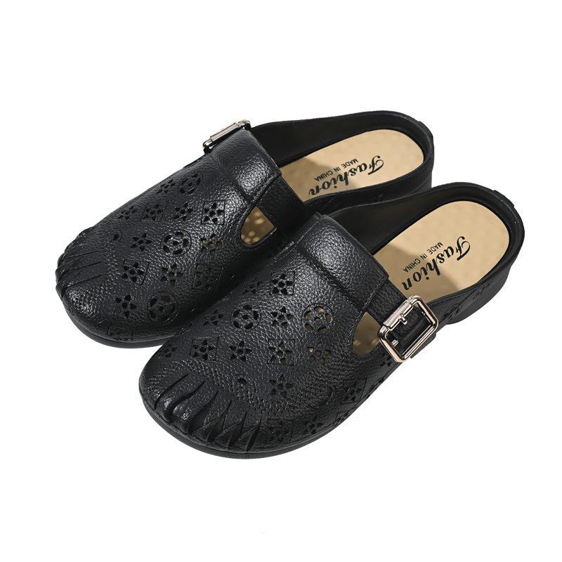 Mode Nya Dam Casual Skor Tofflor Anti-halk Fusk Läder Mellanhäl Ingen Öppen Tå Mjuka och Bekväma