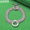 925 Sterling Silver Tassel Round Ring Side Chain Beautiful Bracelet Gift Jewelry