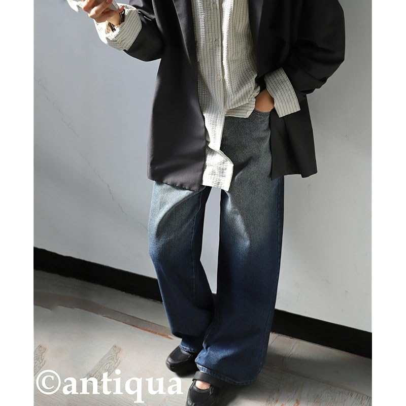 [antiqua] [Antica] Over Dye Denim Ladies Bottoms EP-00189 Medium 32 Blue