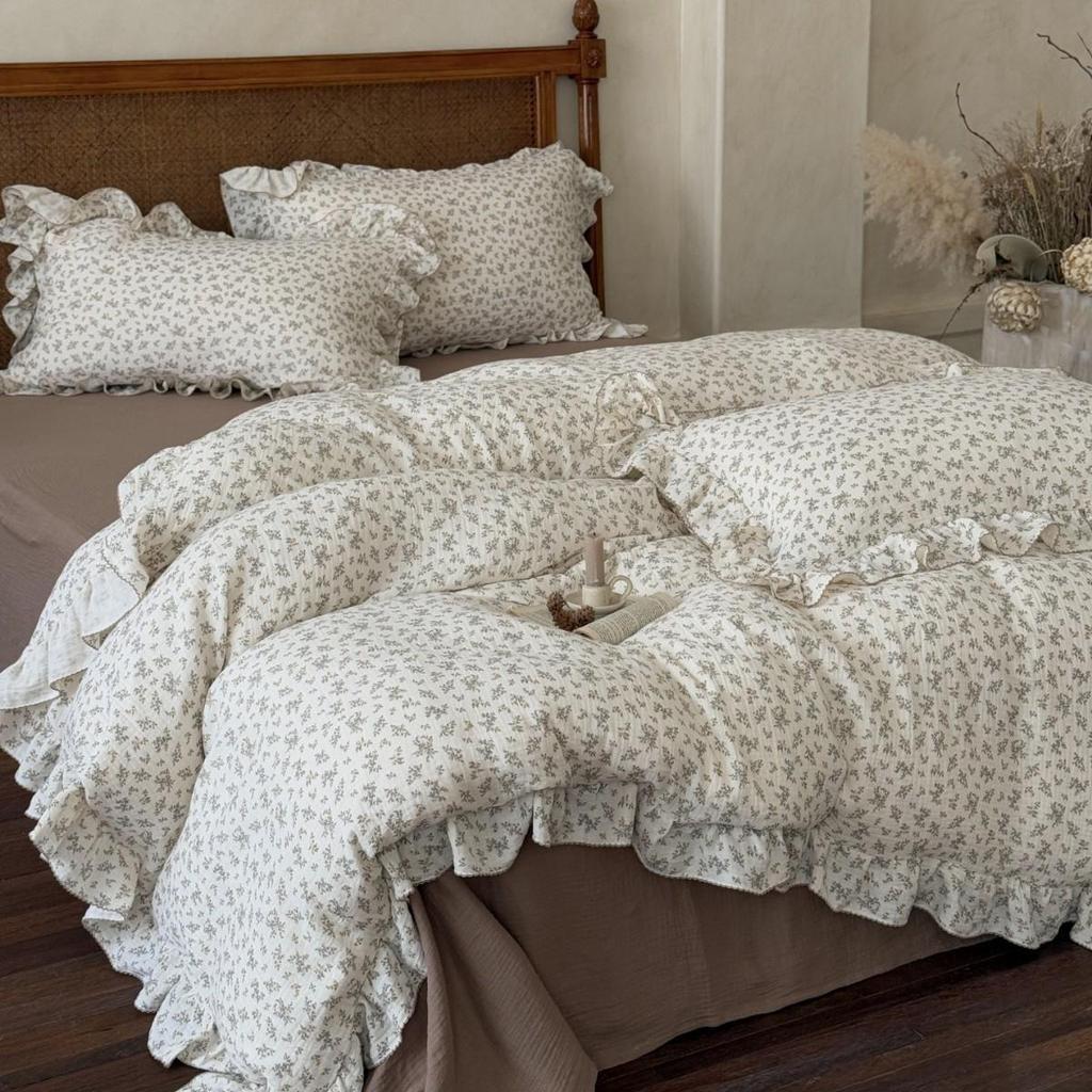 G5Z Francuska Retro Dwustronna Bawełniana Koronkowa Poszewka na Kołdrę