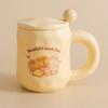 Cute Milk Fufu Cup Bread With Lid Spoon Wind Girls Ceramic Coffee Breakfast Cup Office