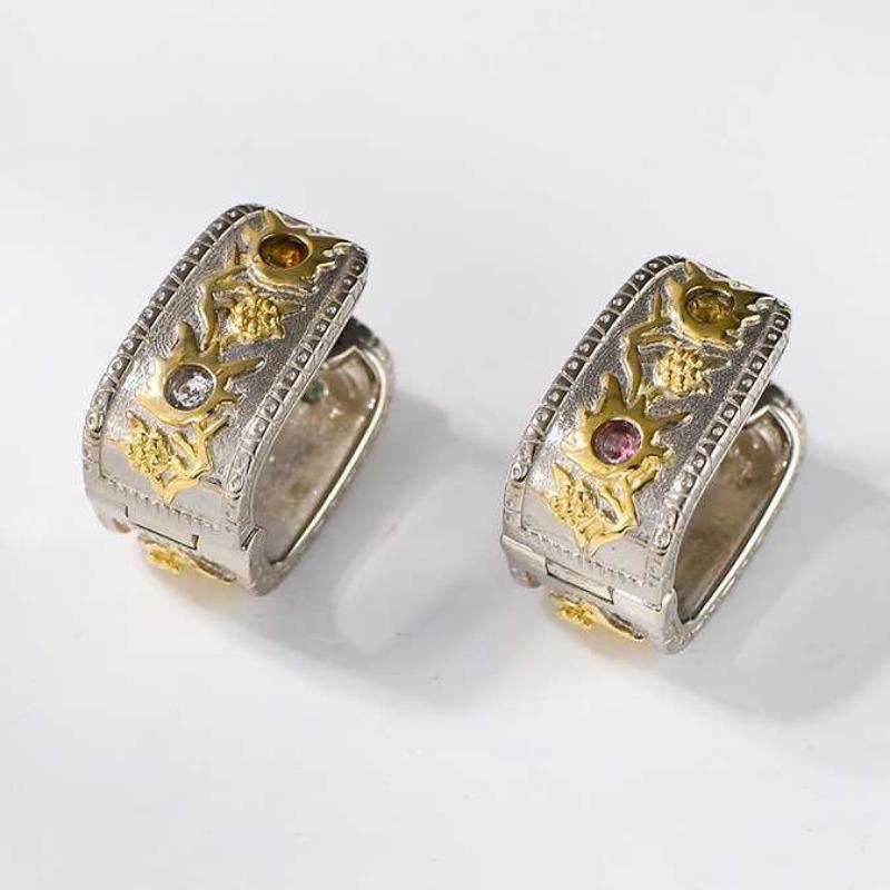 Sace Gems Polychrome Tourmaline Rings Ear Clip for Women S925 Sterling Silver Wedding Party Fine Jewelry Sets Festival Gift