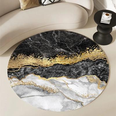 Nordic Green Gold Black Marble Round Carpet Modern Home Bedroom Living Room Decoration Round Rugs Balcony Bathroom Anti-slip Mat