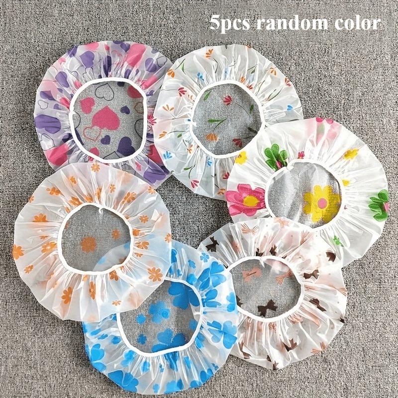 

5/10pcs Adjustable Printed Shower Caps, Reusable, with Elastic Band, Suitable for Women s Spa Salons women shower cap shower hat