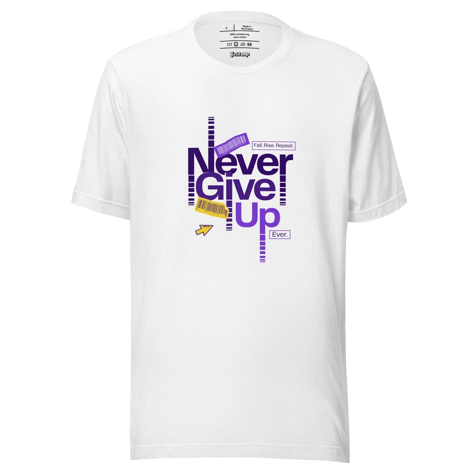 Never Give Up Motivational Quote Graphic T-Shirt 3XL