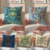 Norwegian Rosemaling Pillow Case Anti-dustmite Pillowcase Invisible Zipper Silky Short Plush Sofa Cushion Cover