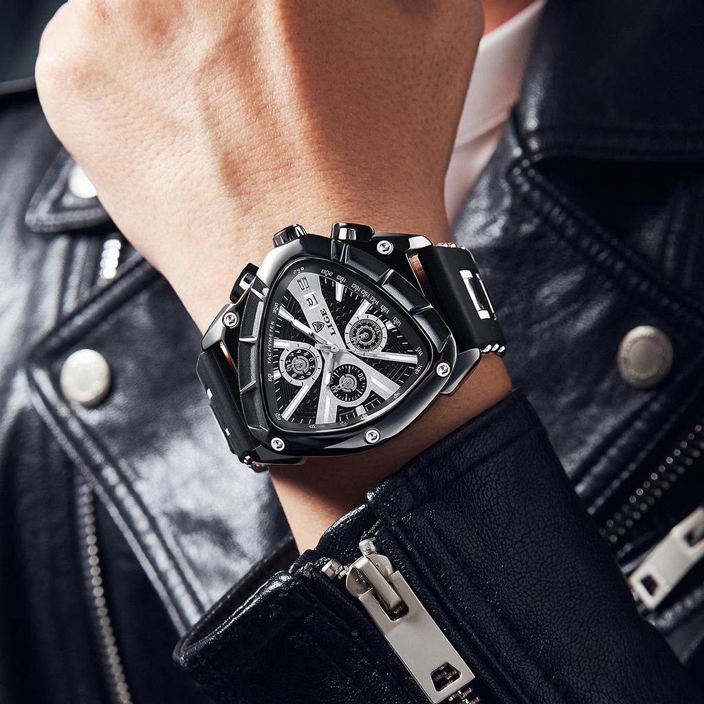 LIGE Orologio Da Uomo Cronografo Al Quarzo - Impermeabile, Multifunzione, Cinturino In Silicone Sportivo, Quadrante 45 Mm, Nero