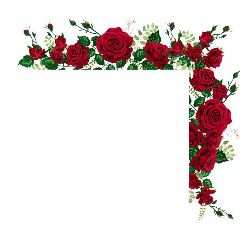Beautiful Red Rose Wall Stickers for Bedroom Living Room Home Decor Door Frame Decoration Peel and Stick Self Adhesive Vinyl Art