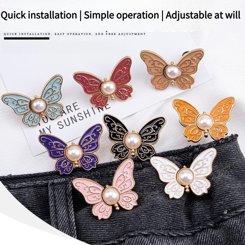 2PCS Butterfly Waist Buckle Pair of Buckles Removable Nail-free Seam-free Waist Button Jeans Waist Circumference Large Change Small Waist Artifact
