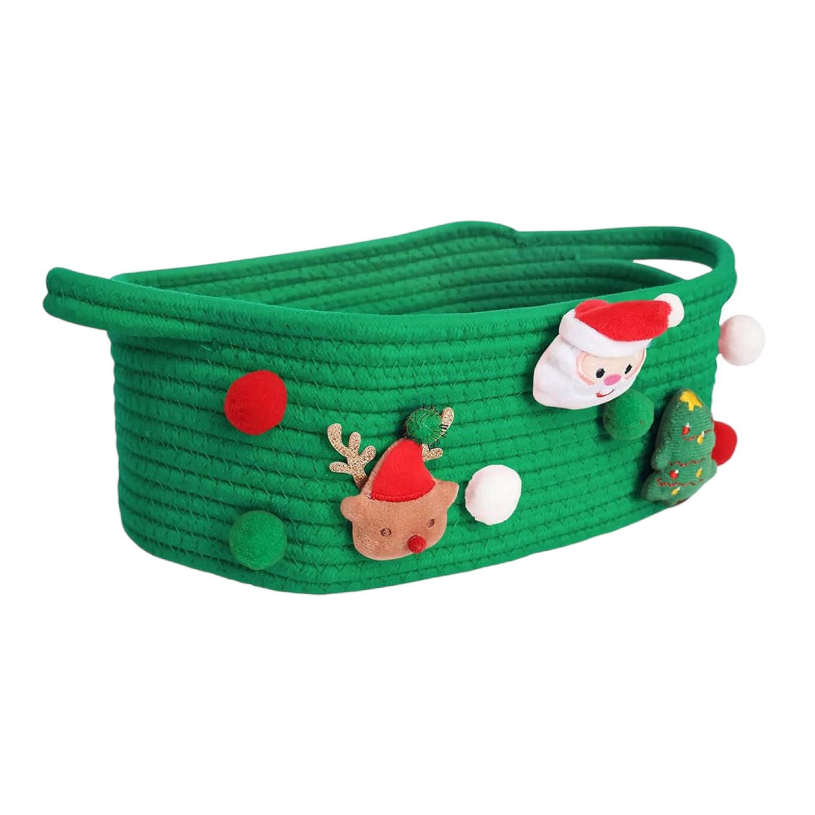 

Корзина для хранения мелких предметов в рождественском стиле. Подарочный держатель. Органайзер большой вместимости для дома и офиса. зелёный