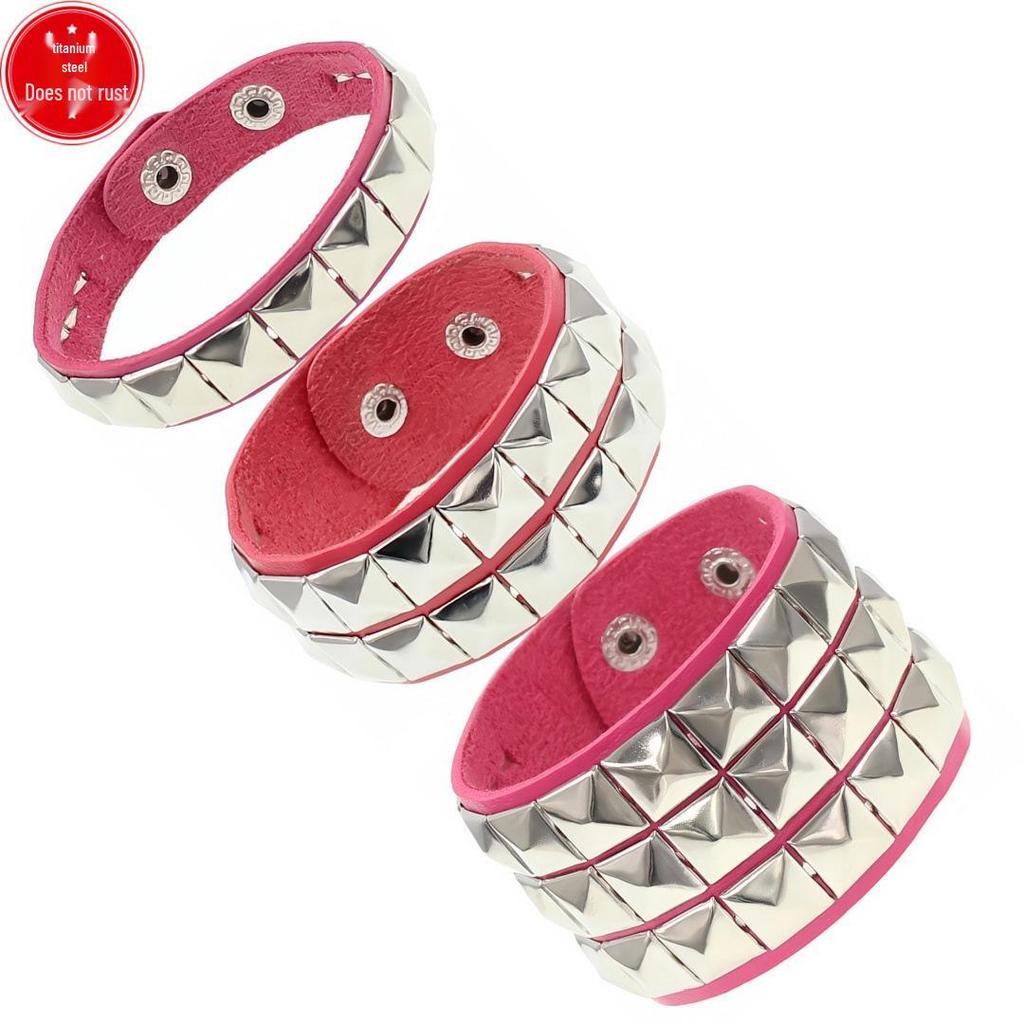 Evropský a americký punkový streetový styl nýtovaný náramek: PU kožený náramek