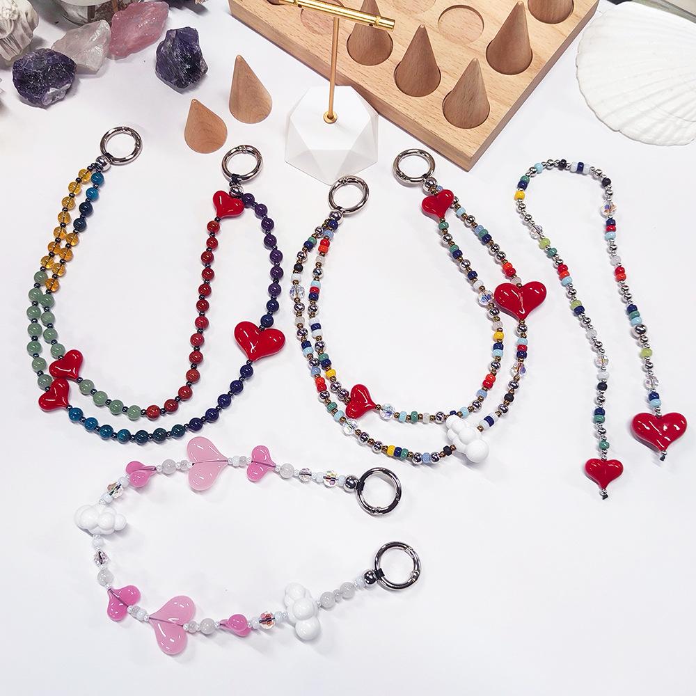 Handmade Woven Acrylic Beaded Heart Pendant: Stylish Versatile Bag Charm