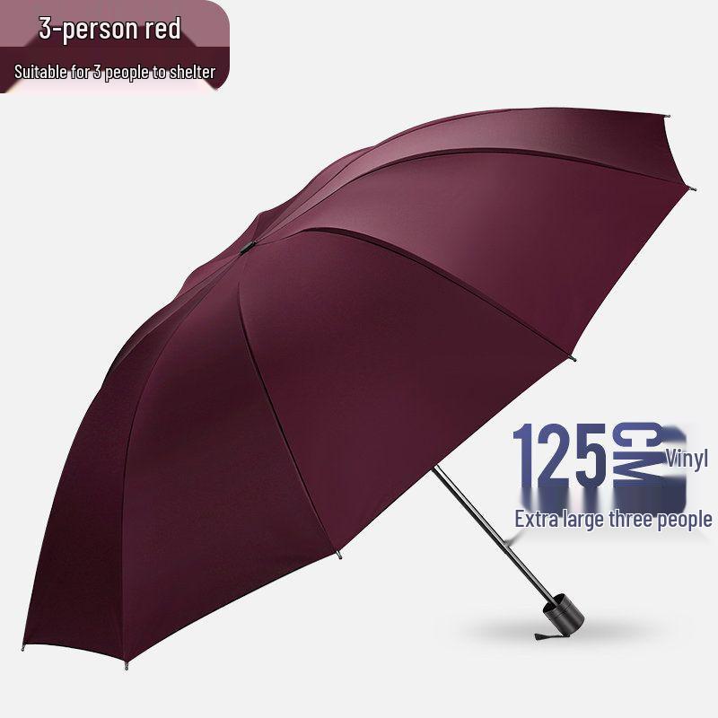 Stort Trefaldigt Paraply för Män & Kvinnor: Robust, Dubbelanvändning för Sol & Regn, Anti-Stormdesign