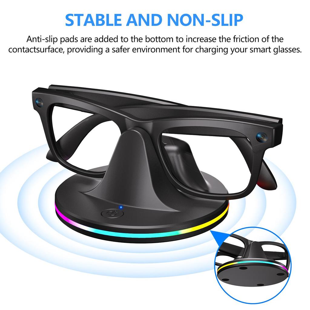 For Rey-Ban Meta Headliner/Skyler/Wayfarer RGB Charging Stand with USB Type C Charging Cable for Rey-Ban Meta 2