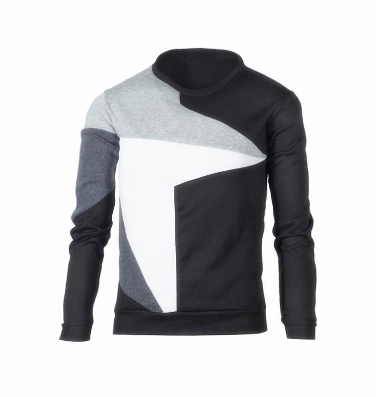 Men's Patchwork Color Block Long Sleeve Fleece Sweatshirt