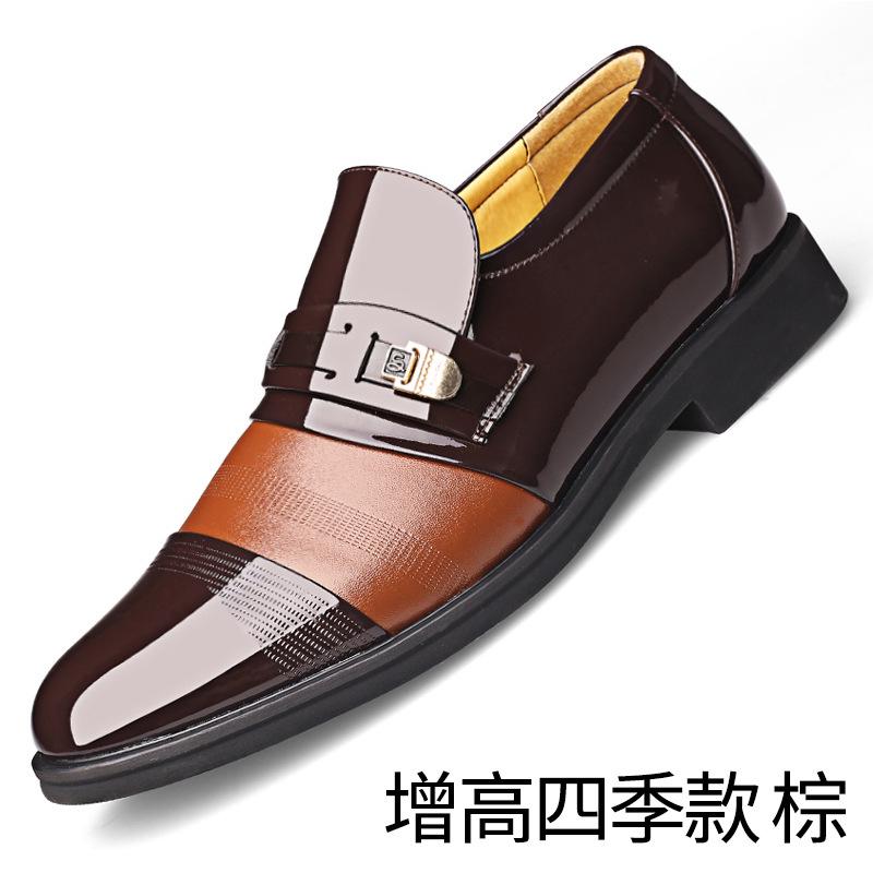 2025 Direct Sales Glossy Leather Shoes Men's Casual Formal Wear Business Inner Height Increase Men's Shoes Breathable and Non-slip