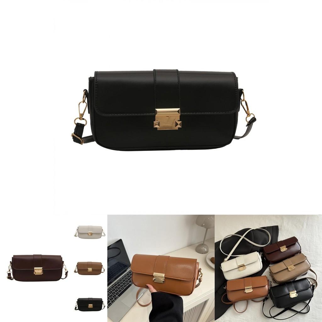 Stylish Vintage Chic Lock Buckle Small Square Bag For Women In Black White And Khaki