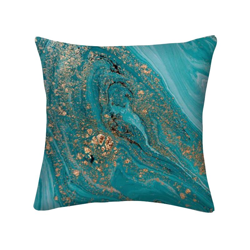 Niebieska Marmurowa Poszewka na Poduszkę 45x45cm Wzór Skały Morskiej Kwadratowa Sofa Poduszka Kwadratowa Abstrakcyjny Liść