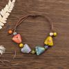 Ethnic Floral Glaze Ceramic Beaded Bracelet - Retro Artistic Porcelain Design for Women