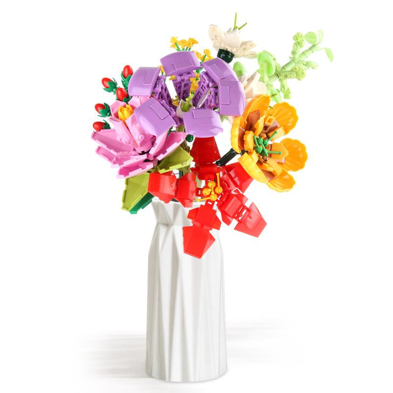 Children'S Assembly Science And Education Educational Building Block Toys Building Block Flower Bouquet Blind Box Diy Small Particle Building Flowers
