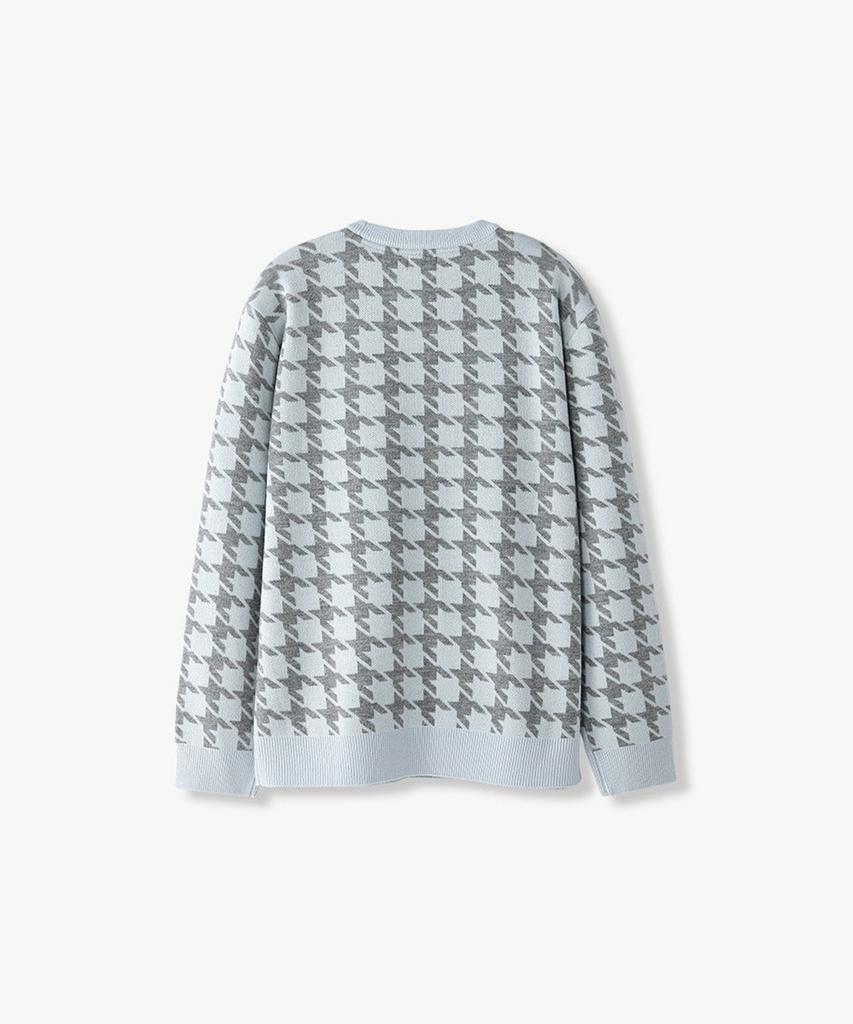 STCO Houndstooth Pattern Knit Blue (Semi-Oversized Fit)_Sktva51Ncl