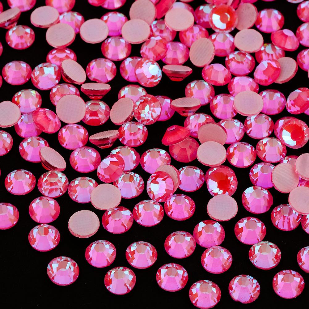 Glue Bottom Luminous Protein Flat Bottom Hot Drill Sticker Drill Colored Small Round Diamond Diy Clothing Accessories Glass Diamond Colored Diamond