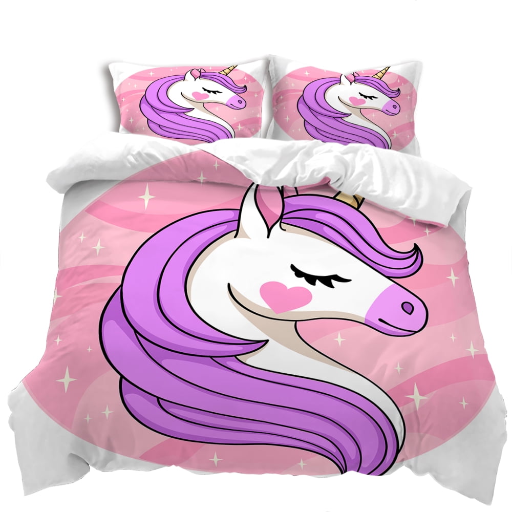 Home Textiles Unicorn Printed Bedspreads Soft Duvet Cover Set Girl Boy Adult People High End Beding Set,Quen Sized Dimensions Warm Soft plus Breathabl