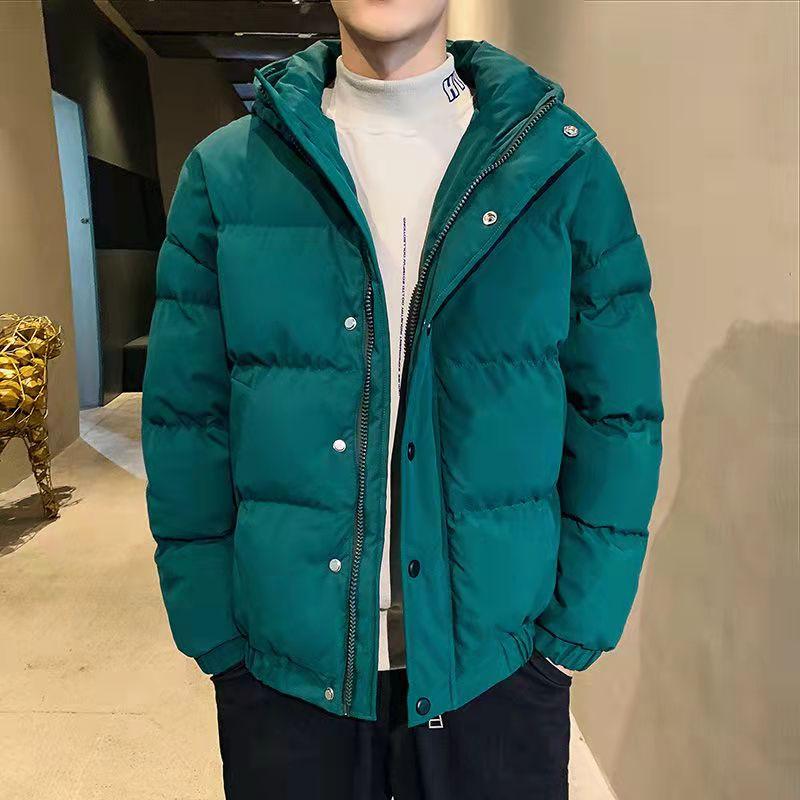 Pánska páperová bunda Zimná Hrubá Teplá Vatovaná Bunda s Kapucňou Kabát Jednofarebný Zips Gombíky Kabáty Chlebová Bunda