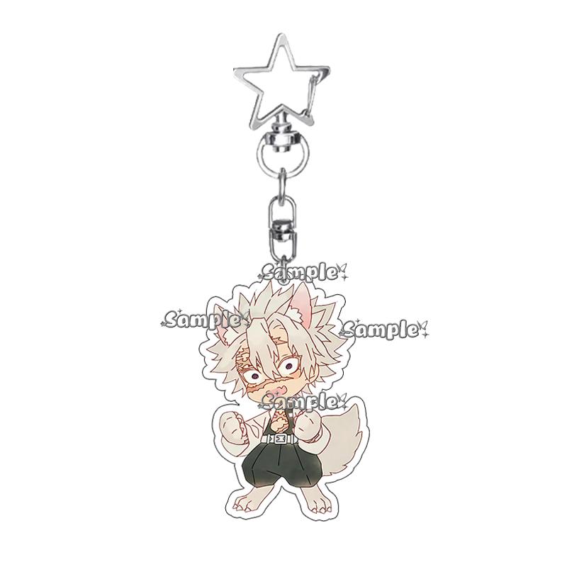 Cartoon Acrylic Nezuko Agatsuma Zenitsu Tomioka Giyuu Peripheral Keychain Pendant Decoration Fans Cute Accessory Ornaments Gifts