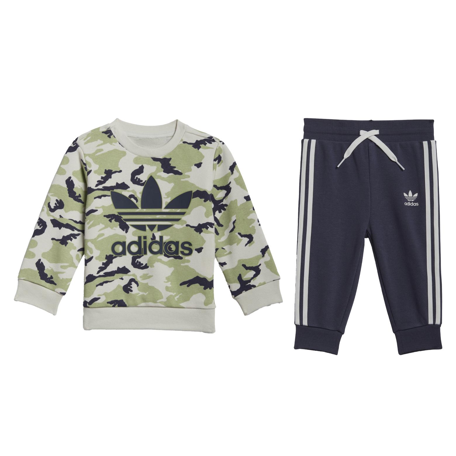 

Adidas Originals Casual Sportswear Set Track Gray/Acid Green/Dark Gray Navy Blue/White Kids HE6927 68