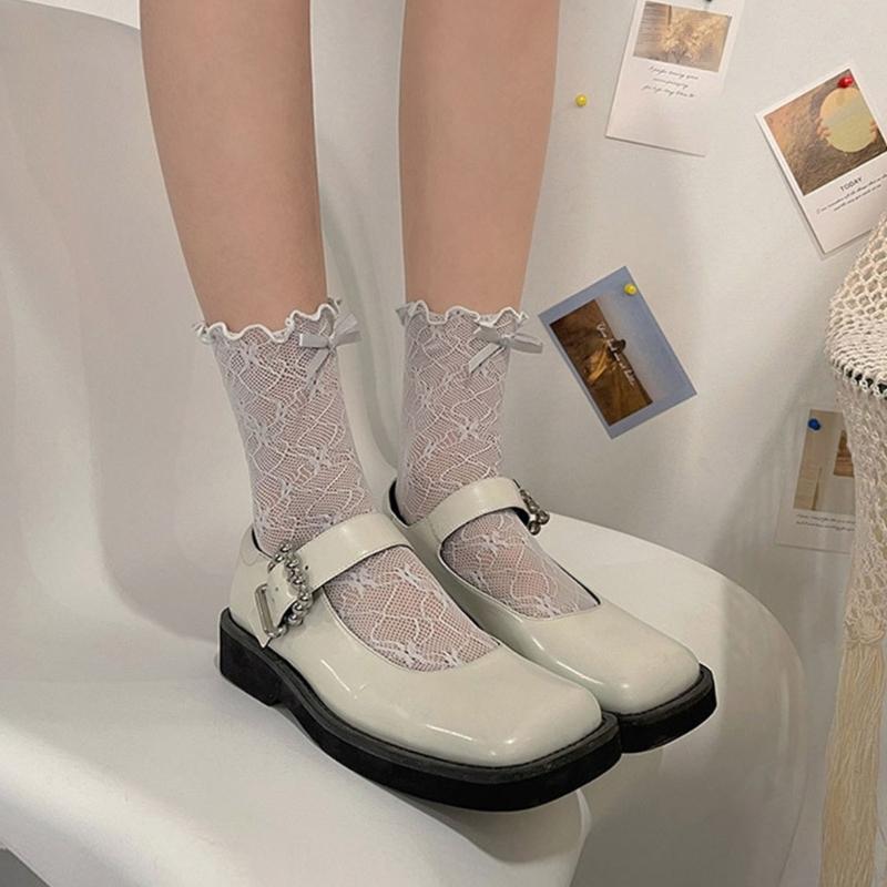 Womens Calf Socks, Sweet Girl Lace Ruffle Knee Socks Fashion Ladies Girl Princess Mesh Socks Campus Stockings