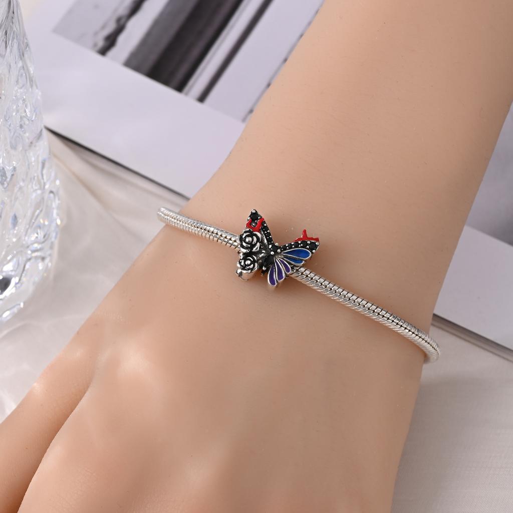 Original Charms Copper Blue Butterfly Beads Fit Bracelet Women Jewelry Making Diy Gift