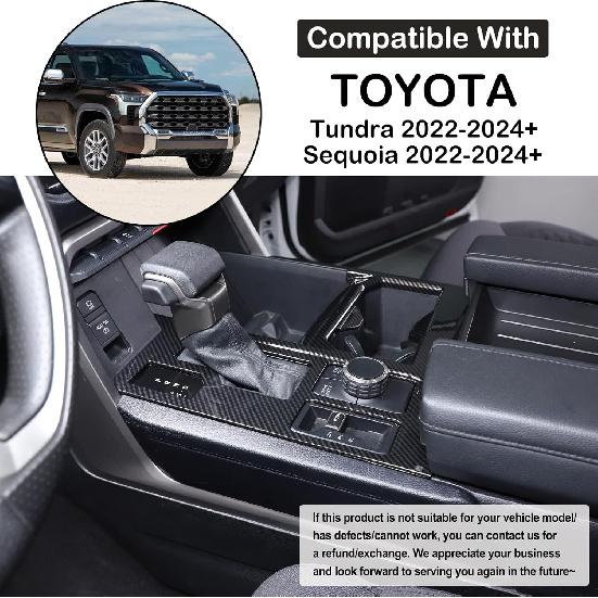 Aunginsy Car Central Control Gear Shift Panel Cover Cup Holder Trim Fit Toyot@a Tundra/Sequoia 2022-2025 Car Gear Shifter Console Anti-Scratch Panel