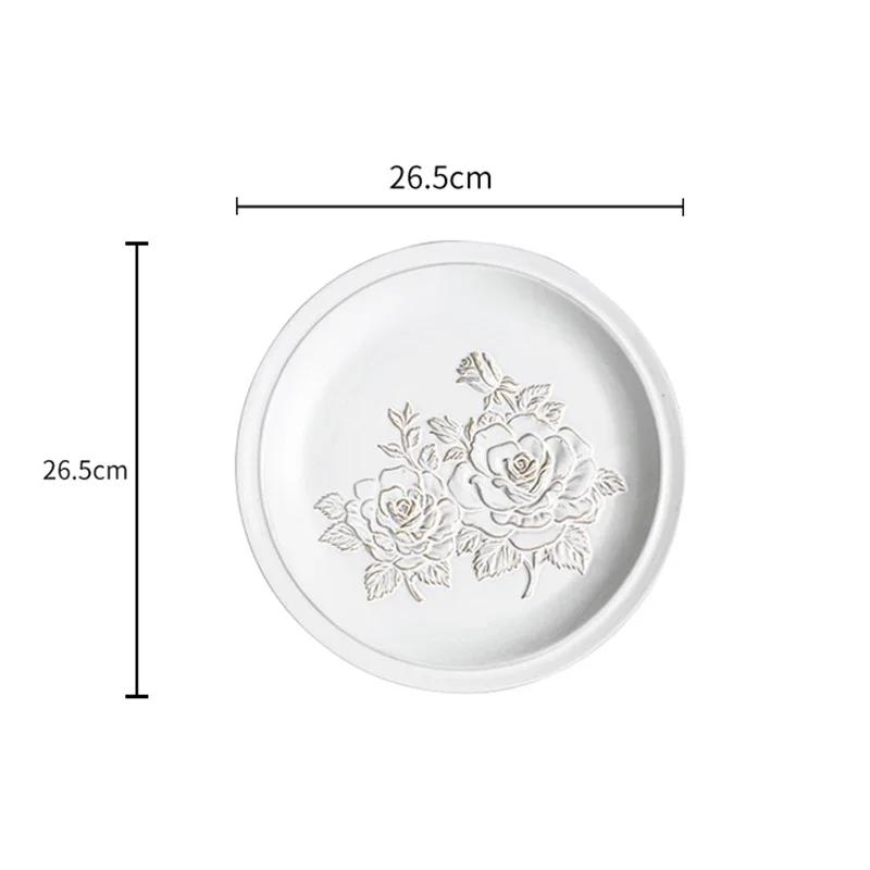 Exquisite Relief Flower Ceramic Plate Creative Irregular Dessert Fruit Plates Luxury Restaurant Salad Steak Plate Home Tableware