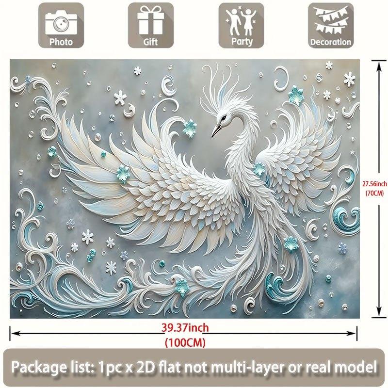 2D plane design, 2D plane banner 1 piece - a white mythical bird with spread wings and ornate patterns