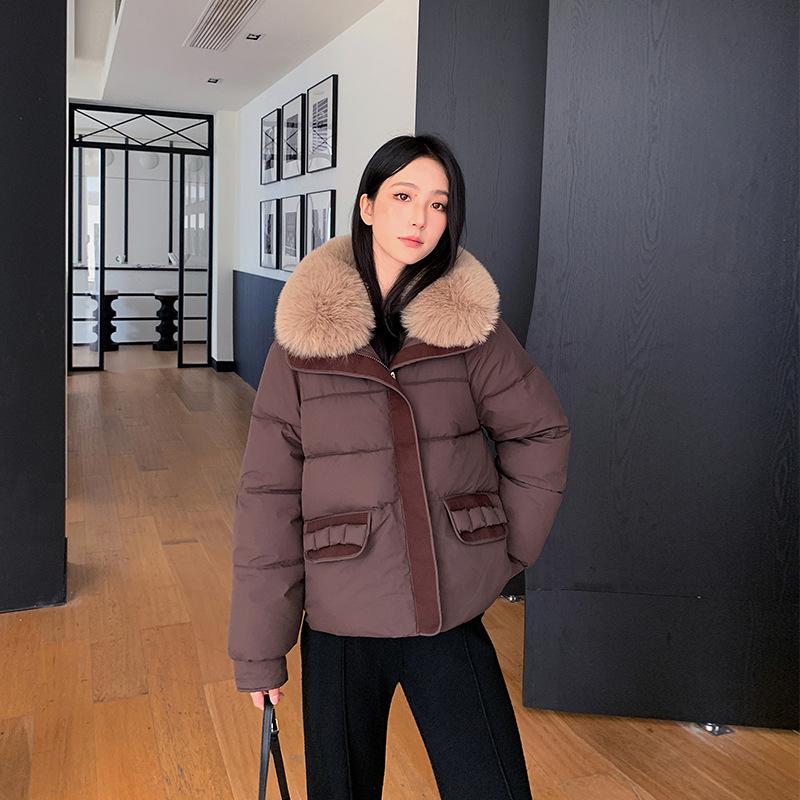 New down cotton-padded clothes women's short woolen splicing thin cotton-padded clothes jacket winter thickened warm cotton-padded jacket tide