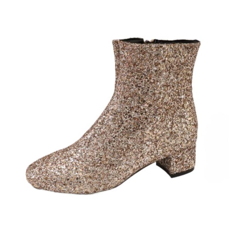Fashion Bling Mid Heels Women Ankle Boots 2025 Fad Luxury Comfortable Shoes Winter New Trends Chelsea Short Boots Dress Pumps Zapatillas