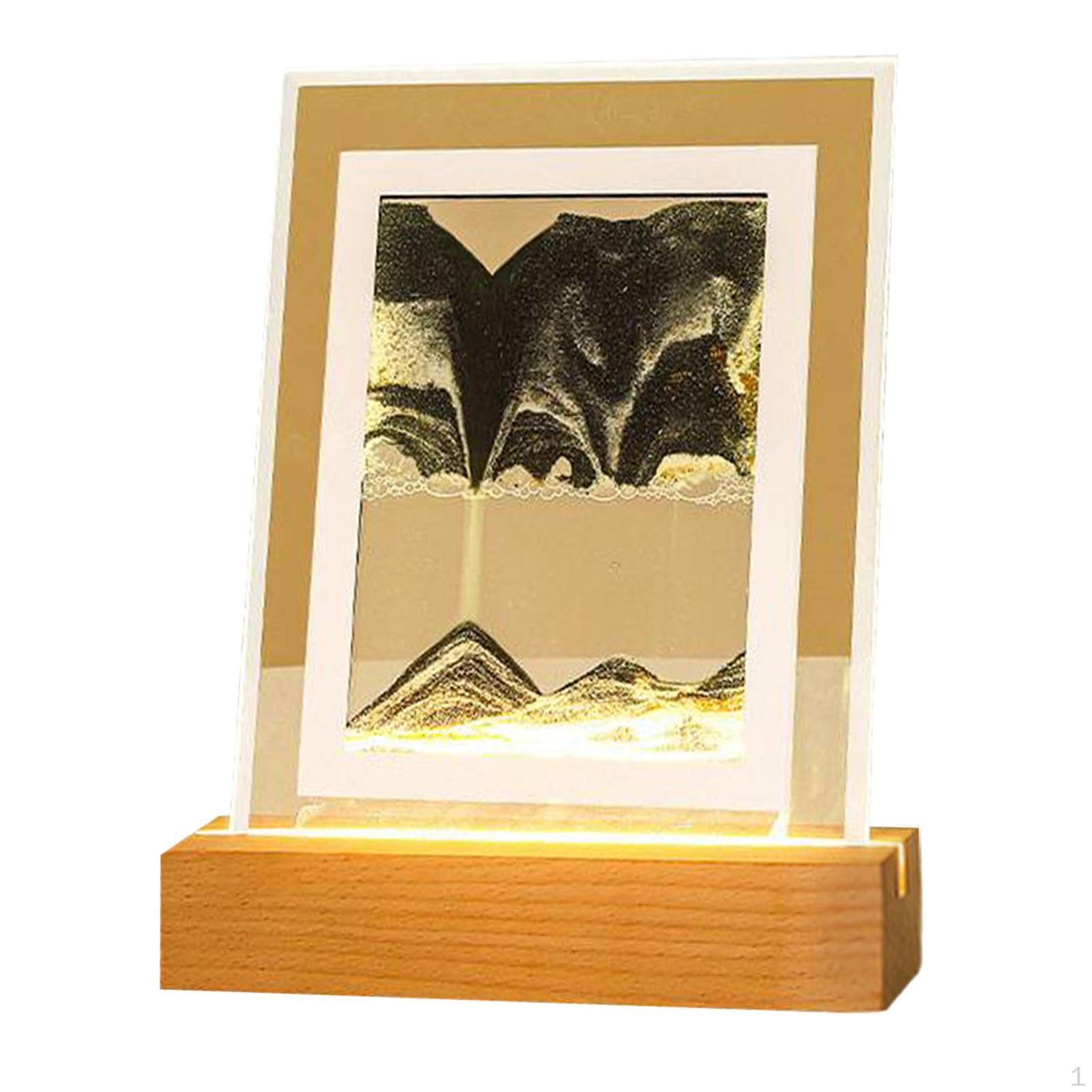 

Art Picture, Night Light Landscape Glass for Tabletop Study Room Adults Desktop Decor Black