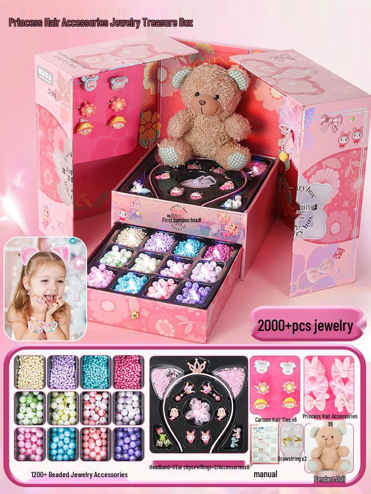 Children's DIY Bracelet Beading Kit – Handmade Material Toys for Girls, Ideal Christmas or 7th Birthday Gift, New Year's Present.