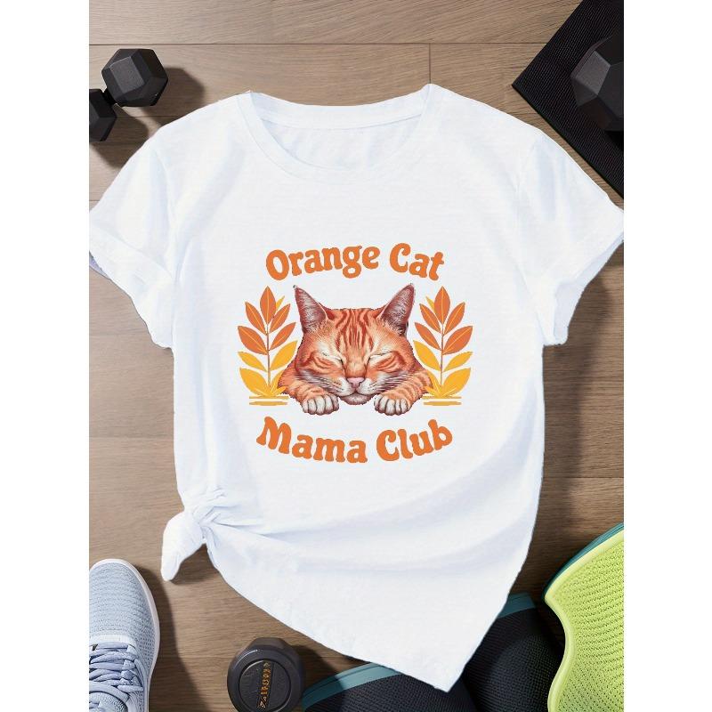 Женская спортивная футболка большого размера с коротким рукавом  Клуб мам рыжих кошек S