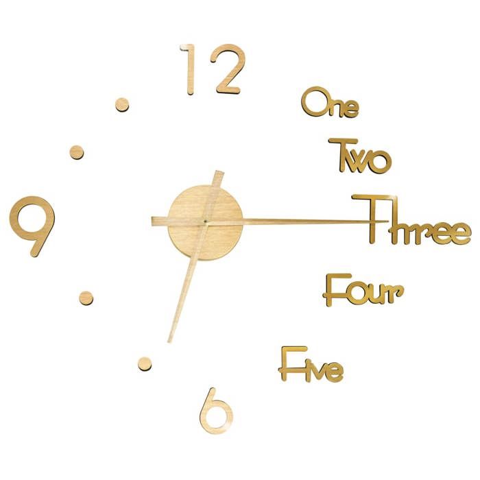 VidaXL 3D Wall Clock Modern Design Analog Clock Decorative Clock Living Room Interior Home Golden 325154