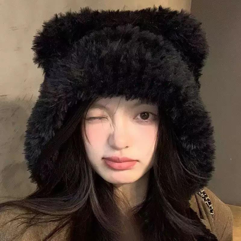 Cute plush bear ears plush hat ear protection