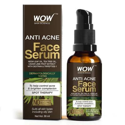 Wow Skin Science Anti-Akne-Gesichtsserum – natürliches Neemblattöl, Teebaumöl, Kaviar-Limettenfruchtextrakt, 30 ml