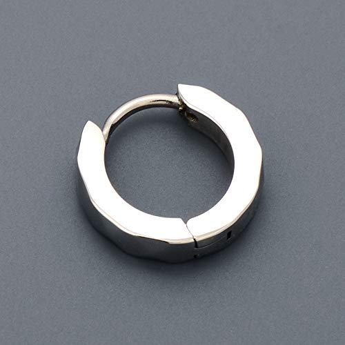 LION HEART Men's Single Hoop Earrings, Stainless Steel, Hypoallergenic, Silver Color, Perfect for Boyfriends, Simple Design