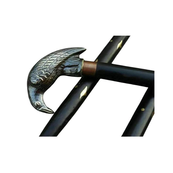 

Антикварная трость в викторианском стиле «Ворон» - Деревянная трость с рукоятью из цельной латуни